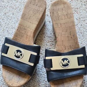 Michael Kors Black and Gold Platform Sandals